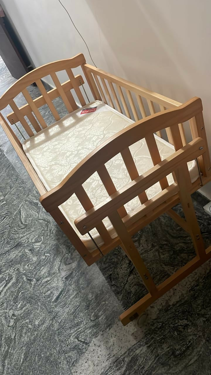 Babyhug wooden cradle deals