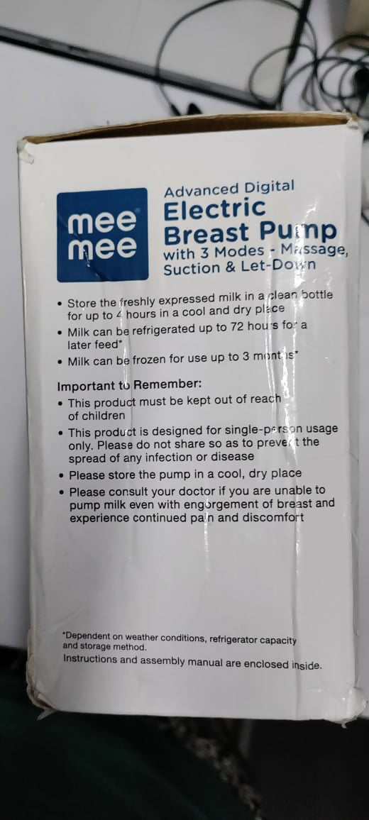 Experience the ultimate in breastfeeding convenience with the MEE MEE Advanced Electric Breast Pump - MM-80220B, combining advanced technology with user-friendly design for efficient and comfortable expression of breast milk.