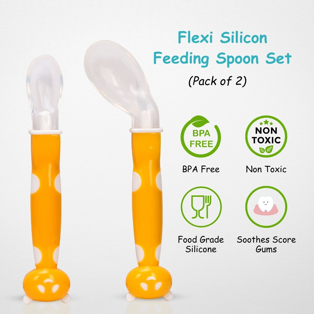 ADORE Flexi Silicone Feeding Spoon Set- Pack of 2 - PyaraBaby