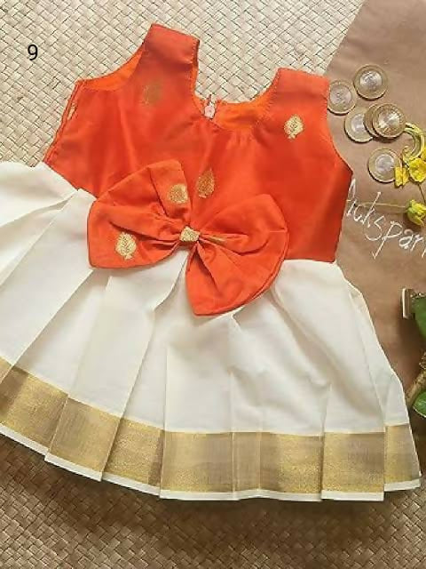 Traditional Kerala Style Frock/Dress for Kids - Beautifully Crafted Ethnic Wear for Girls, Ideal for Festive Celebrations.