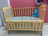 BABYHUG Wooden Cot Cum Rocker With Mattress And Mosquito Net