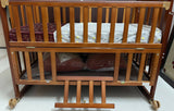 BABYHUG MONTANA  Wooden Cot/Crib Cum Rocker With Mosquito Net- Cherry Red