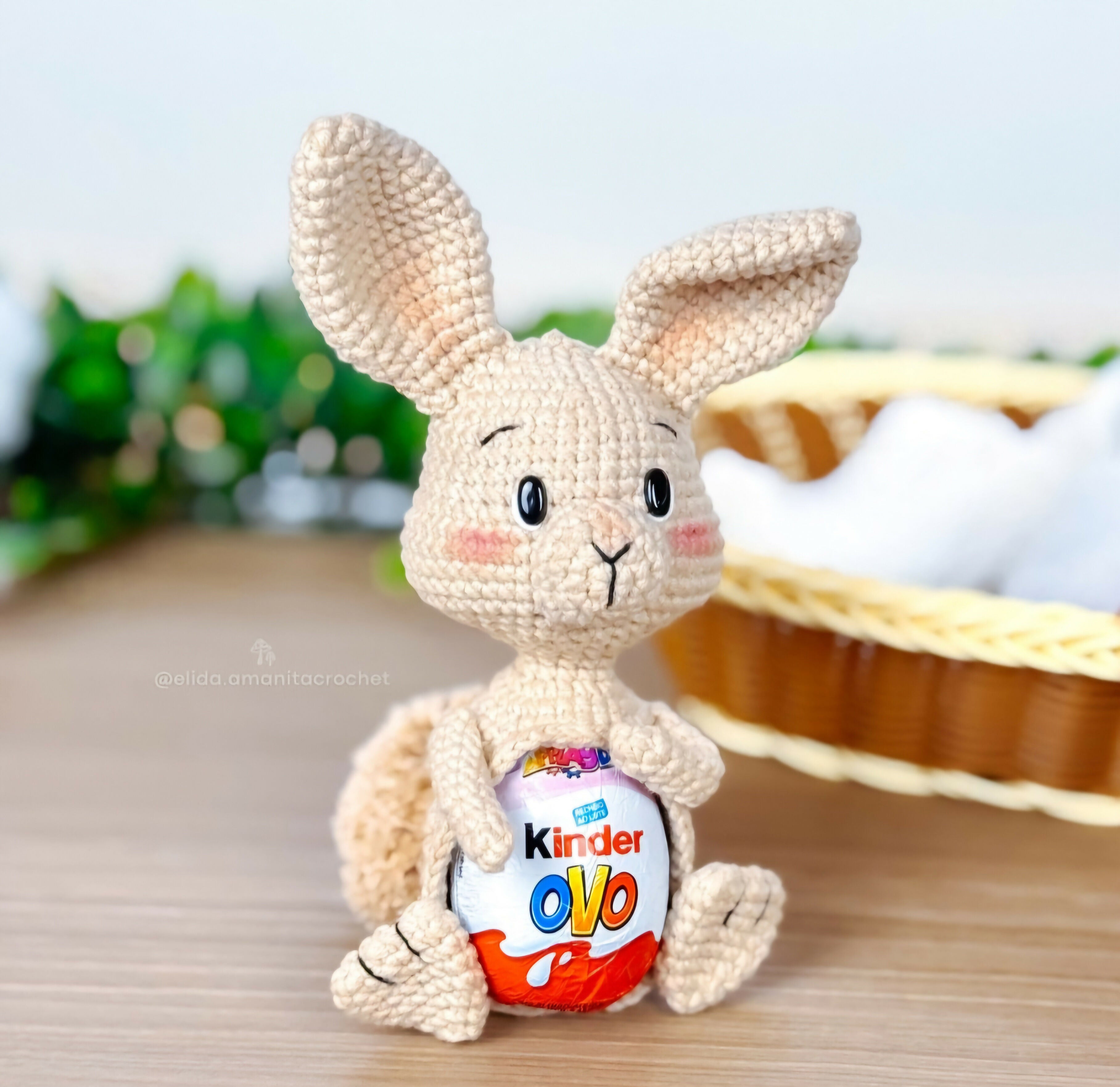 Crochet Handmade Bunny With Kinder Joy