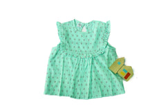100% cotton sea green frill top for girls