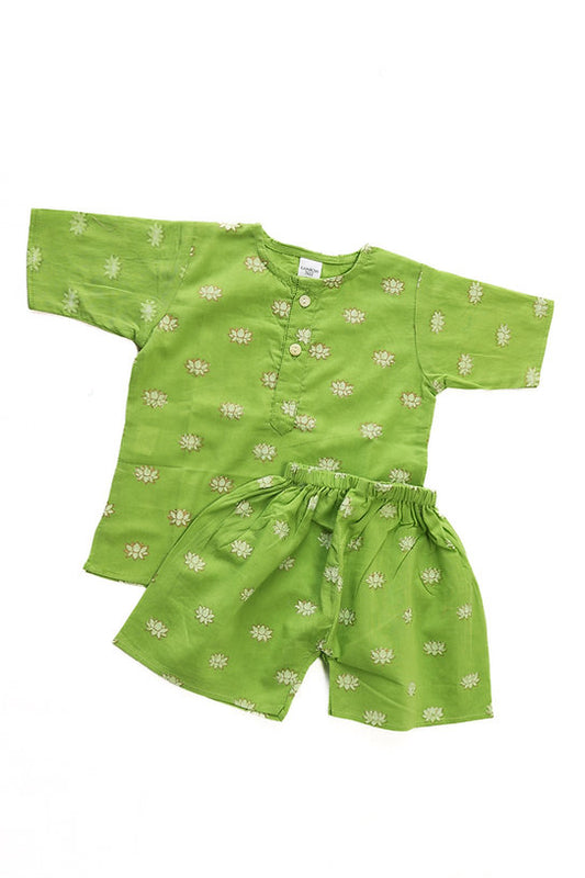 100% cotton green soft and comfortable coord set
