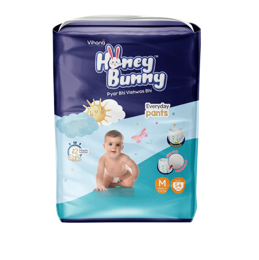 HONEY BUNNY Diaper Pants Medium 54 Pieces 7-12 kgs - PyaraBaby