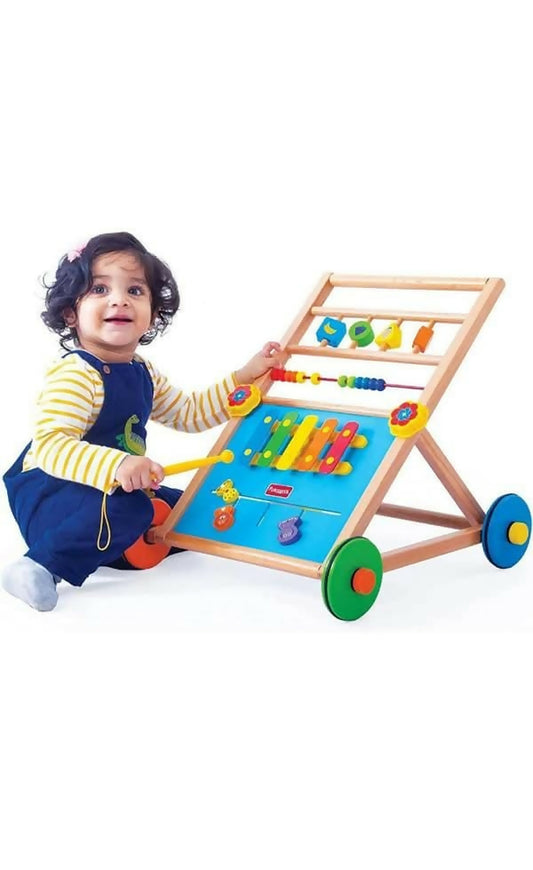 Wooden Walker (Giggles): A sturdy, colorful walking aid that supports your baby's first steps while enhancing motor skills and confidence.