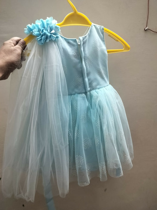 Blue Party Wear Dress ,6M-12 months