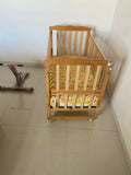 BABYHUG Cot/Crib for Baby, Adjustable Height, Mosquito Net, and Lockable Wheels for Comfort and Safety.