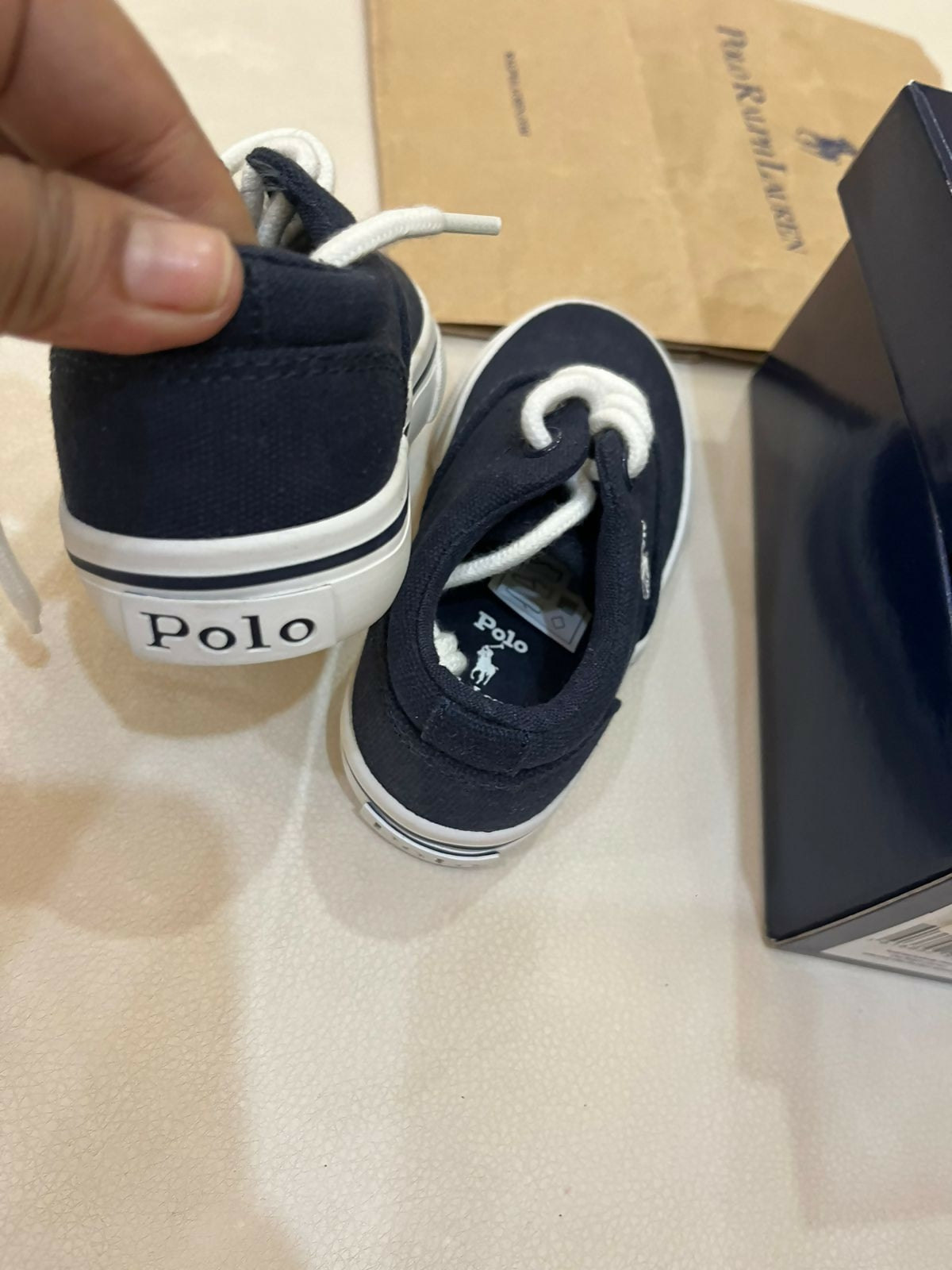 Premium Ralph Polo baby shoes from Europe with stylish design, breathable comfort, and non-slip soles for safety and elegance.