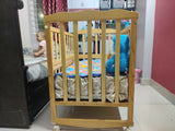 BABYHUG Wooden Cot Cum Rocker With Mattress And Mosquito Net