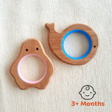 BABYCOV Cute Whale and Penguin Natural Neem Wood Teethers for Babies | Natural and Safe | Goodness of Organic Neem Wood | Both Chewing and Grasping Toy | Set of 2 (Age 4+ Months) - PyaraBaby