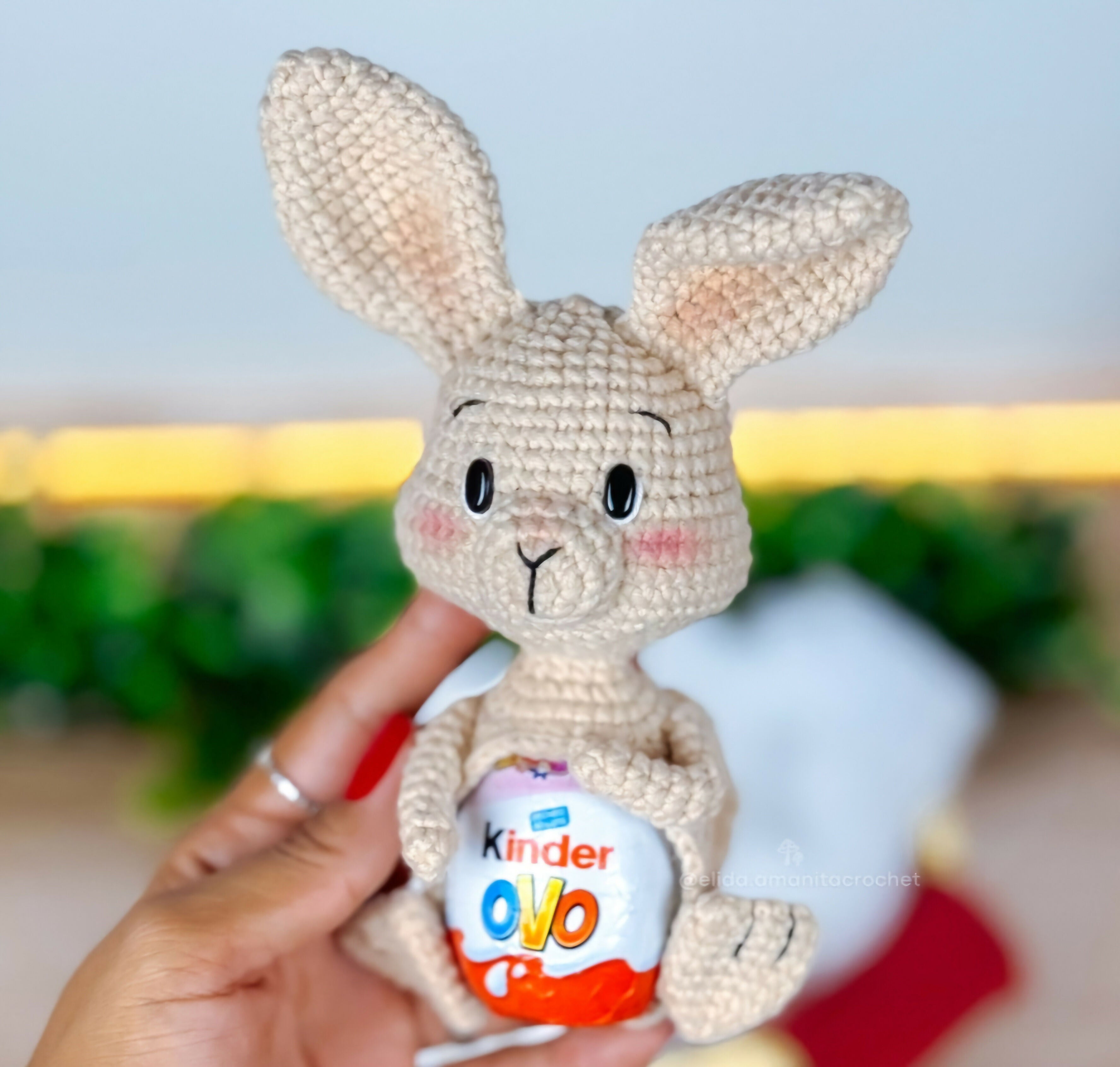 Crochet Handmade Bunny With Kinder Joy