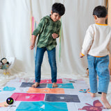 Introducing our vibrant and versatile Hopscotch Flex Play Mat, designed to ignite the imagination and keep kids active while learning the classic game of hopscotch