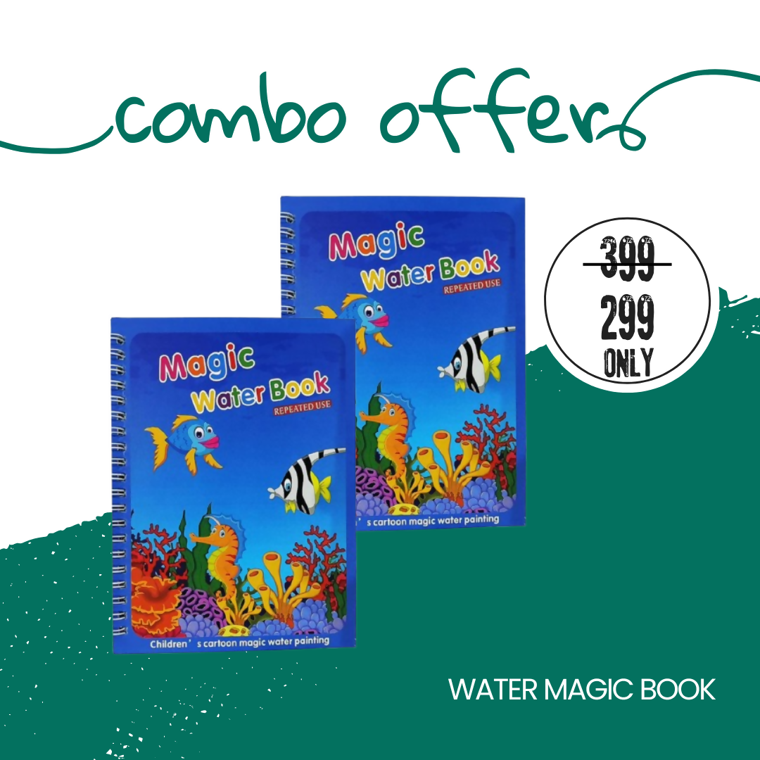 Water Magic Book with Self Drying Water Pen Combo Pack Of 2 -Ocean Theme