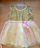 Gold / Sandal Color Party Wear Dress For Girls