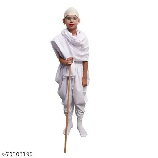 Mahatma Gandhi Dhoti Chadar Freedom Fighter Outfit: Authentic and comfortable costume for cultural events and fancy dress competitions.