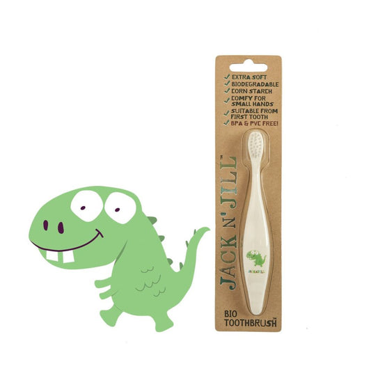 Jack N' Jill Bio Toothbrush – Dino 🦖 – "Gentle on little teeth, safe for the planet!