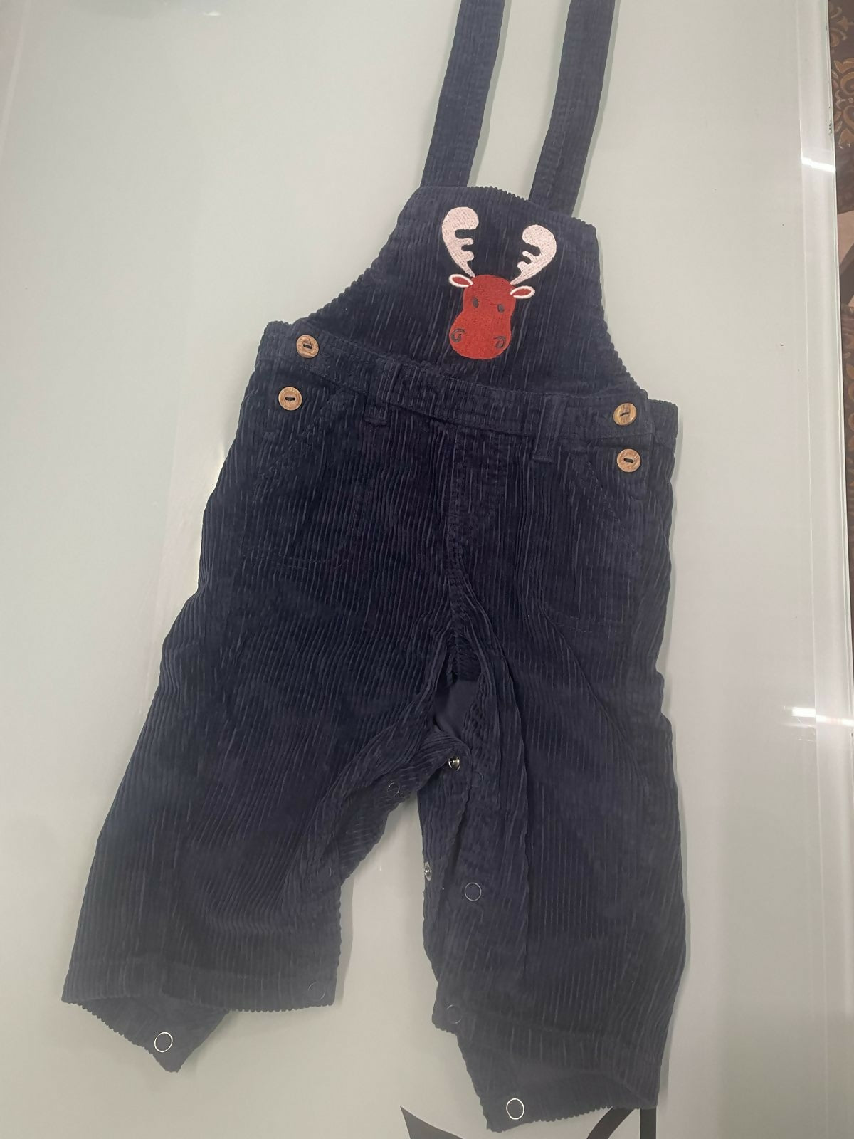 Boys Navy Blue Self-Design Dungarees