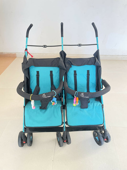 R FOR RABBIT Ginny & Jony Twin Stroller/Pram with Canopy