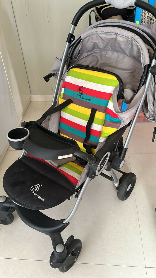 Shop now for the R for Rabbit Premium Chocolate Ride Stylish Baby Stroller and Pram in Rainbow, offering safety, comfort, and style for kids aged 6 months to 3 years!