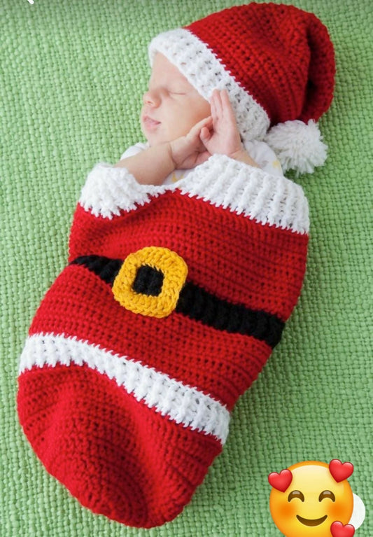 Shop now for our Child Safe Acrylic Yarn Cocoon + Cap set, offering warmth, safety, and adorable style for your newborn!