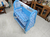 Comfortable blue baby cradle with gentle rocking motion—perfect for safe, soothing sleep at home or on the go!