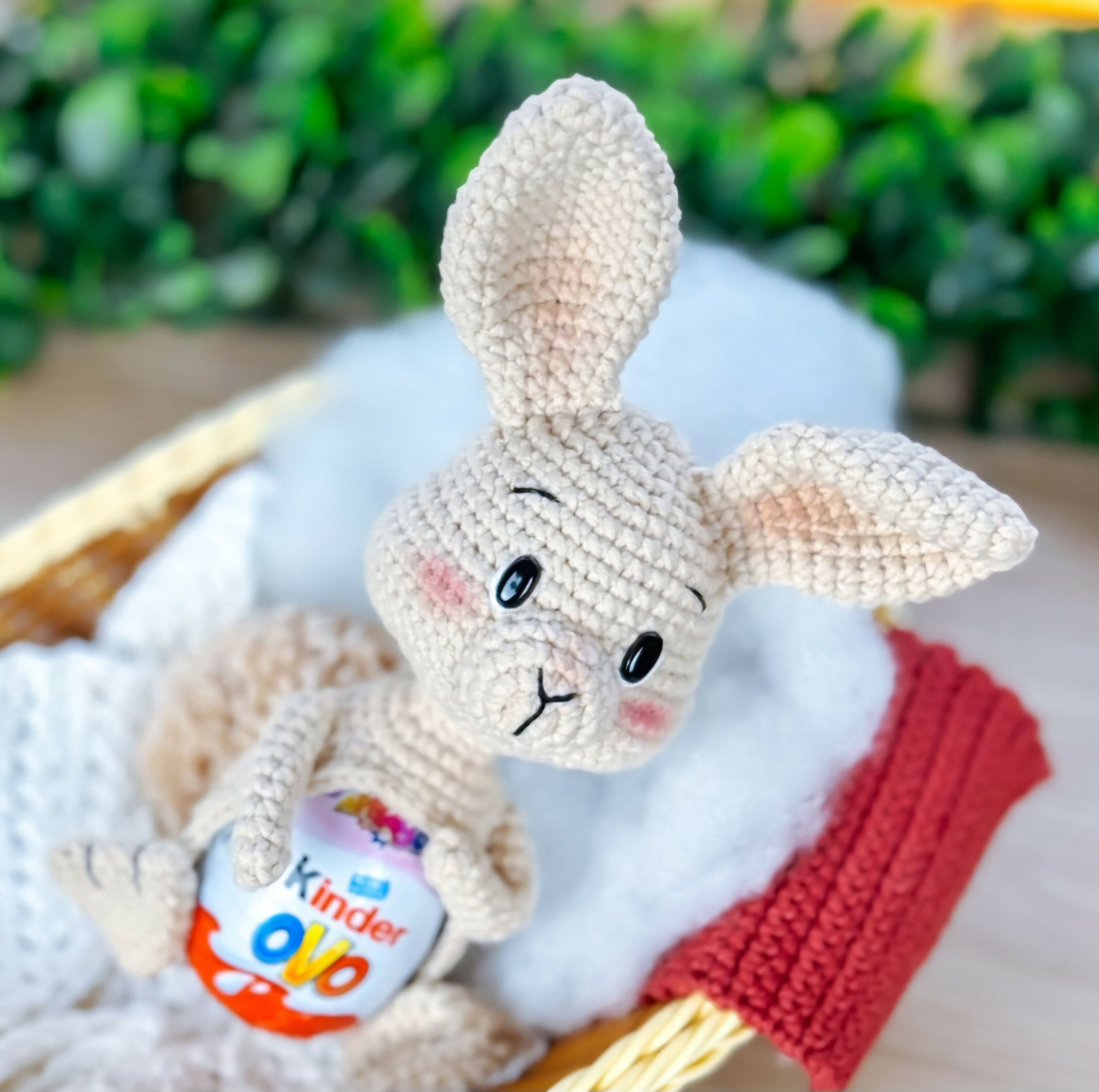 Crochet Handmade Bunny With Kinder Joy