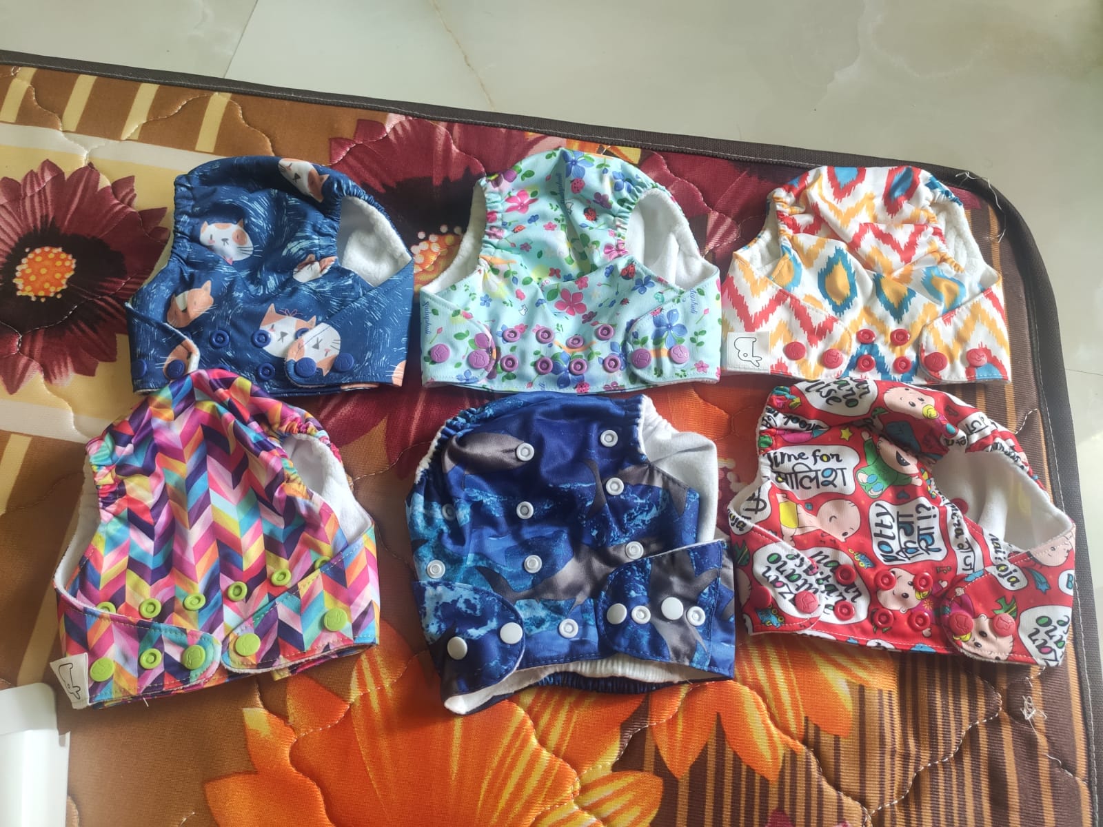 SUPER BOTTOM Freesize UNO Cloth Diapers - Set Of 6 - PyaraBaby