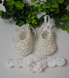 Handmade Booties With Matching Hairband