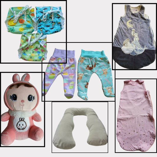 Combo of Pregnancy Pillows, Diapers, Soft Toy, Pajamas, Swaddle, Baby Sleeper - PyaraBaby