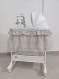 Experience luxury and versatility with the Giggles Premium Bassinet – a 3-in-1 bassinet, rocker, and cradle imported from UAE.