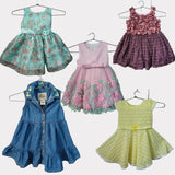 Combo Of Sirosa By Hopscotch Partywear Dress/Frock,  ARABELLA & ADDISON Denim Frock/Dress , Partywear Dress/Frock, PINK AND BLUE Brand Dress/Frock, CHERRY CHOCOLATE Dress/Frock - PyaraBaby