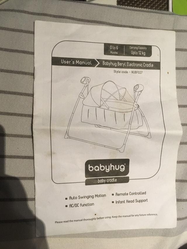 Discover the BABYHUG Automatic Cradle for Baby - NUBF027, featuring automatic rocking, multiple speed settings, a timer, and calming music for a soothing and secure sleeping environment.