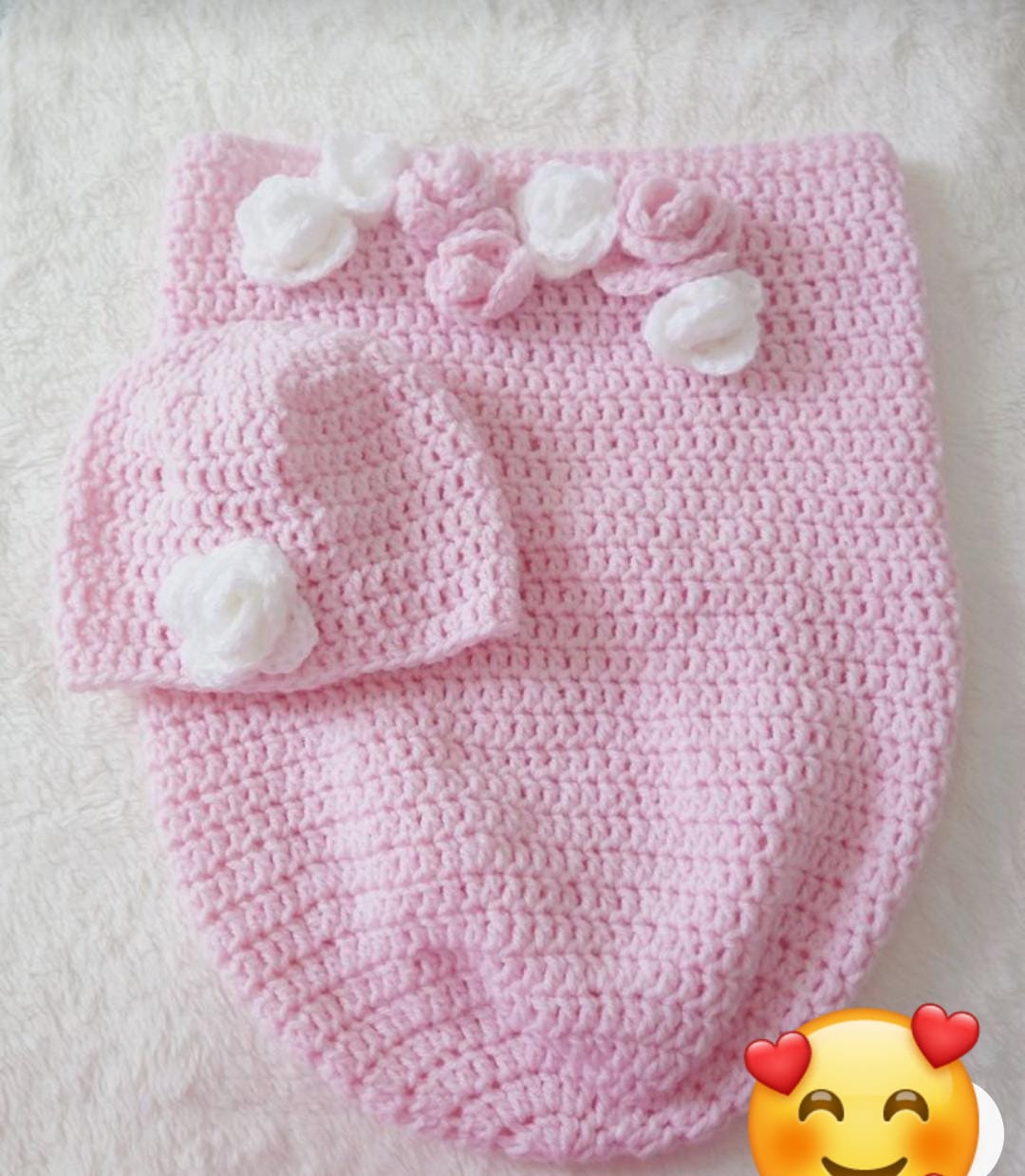 Shop now for our Child Safe Acrylic Yarn Cocoon + Cap set, offering warmth, safety, and adorable style for your newborn!