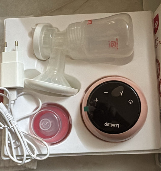 LUVLAP Adore electric breast feeding pump – dual-mode, soft silicone cushion, rechargeable, lightweight, BPA-free design.