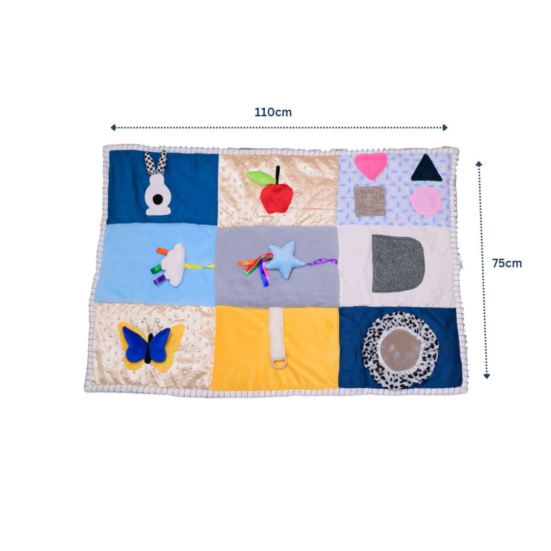 Shop now for the B4BRAIN Sensory PlayMat + Tummy Time Mirror, offering vibrant textures, a shatterproof mirror, and a safe, cozy play area to boost your baby's sensory development and strength!