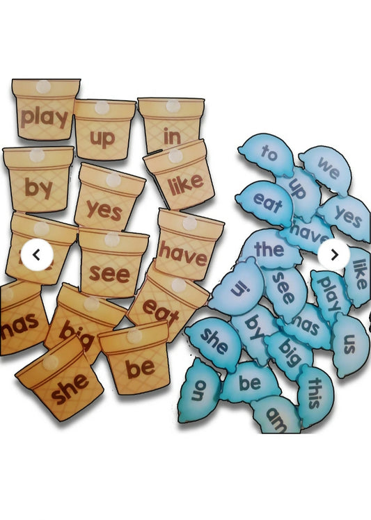 Sight Words Ice cream matching activity - PyaraBaby