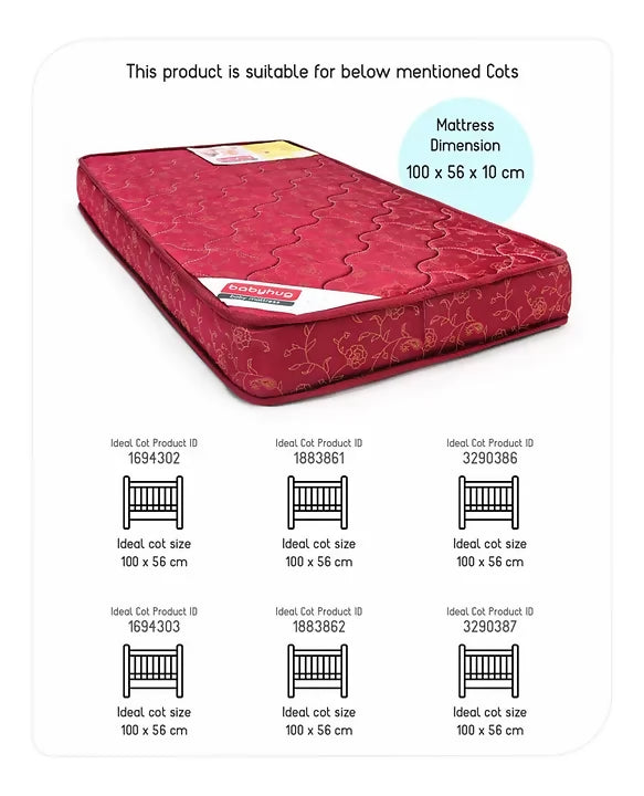 BABYHUG  High Density Soft Foam Baby Mattress - Maroon