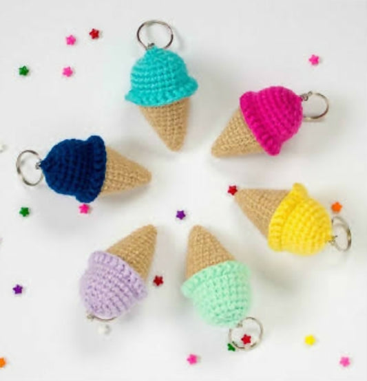 Crochet ice-cream cone key chain