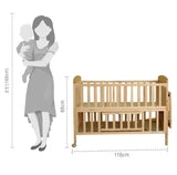 BABYHUG Kelly Wooden Cot / Crib With Detachable Bassinet & Mosquito Net