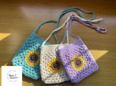 Crochet handmade sling bag/ sunflower sling bag/Cotton shoulder bag