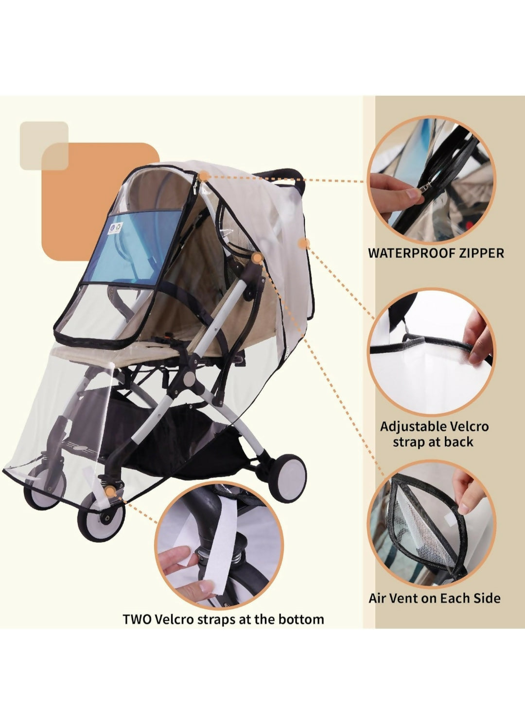 Stroller Rain Cover can protect baby from rain, wind, snow, cold and dust10518