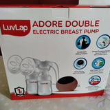 LuvLap Adore Double Electric Breast Pump – dual-mode, silicone cushion, BPA-free, rechargeable battery, adjustable suction for efficient and comfortable breastfeeding.