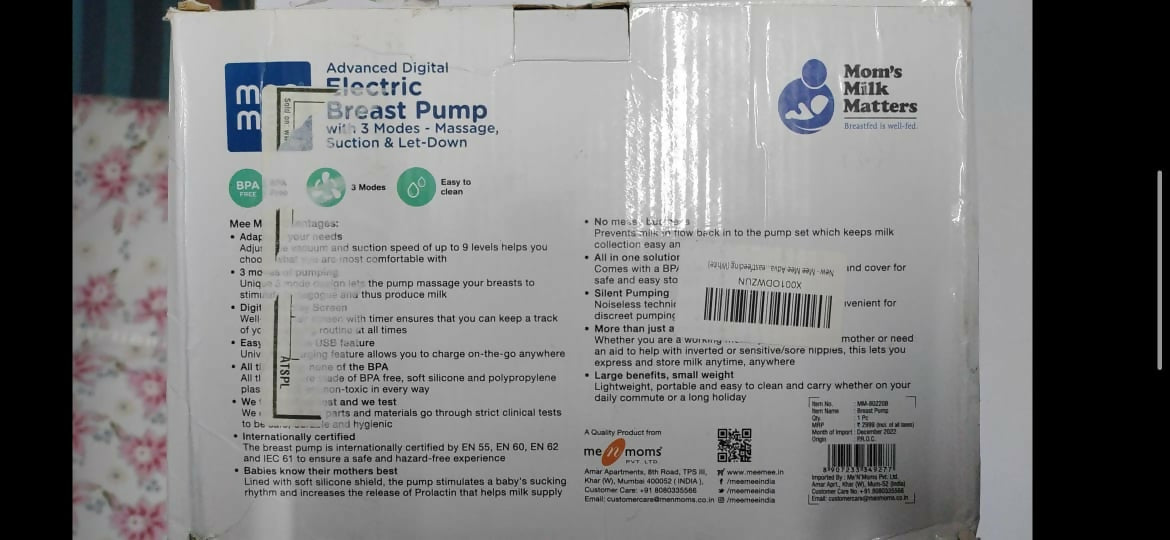 Experience the ultimate in breastfeeding convenience with the MEE MEE Advanced Electric Breast Pump - MM-80220B, combining advanced technology with user-friendly design for efficient and comfortable expression of breast milk.