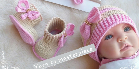 Crochet baby booties and cap