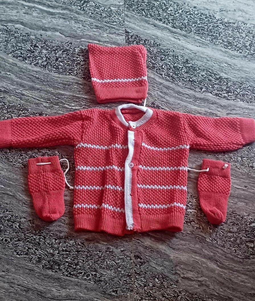 Handmade crochet Winter Suit for babies, offering warmth, comfort, and a stylish, intricate design for chilly weather.