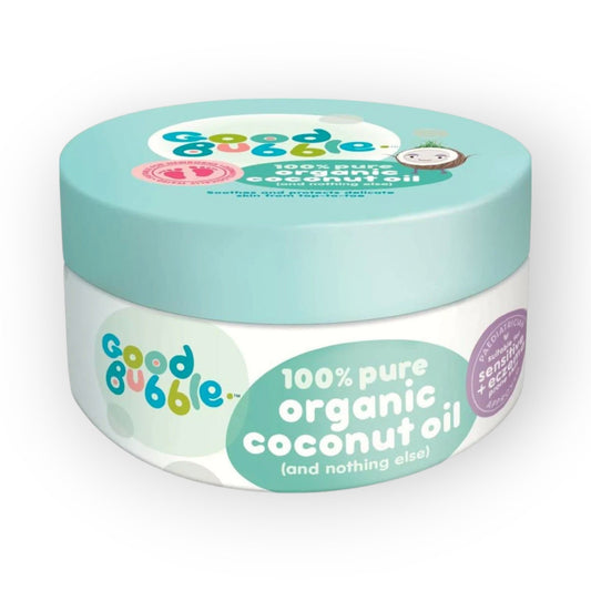 100% natural and vegan coconut oil that deeply moisturizes and nourishes baby's scalp and body.