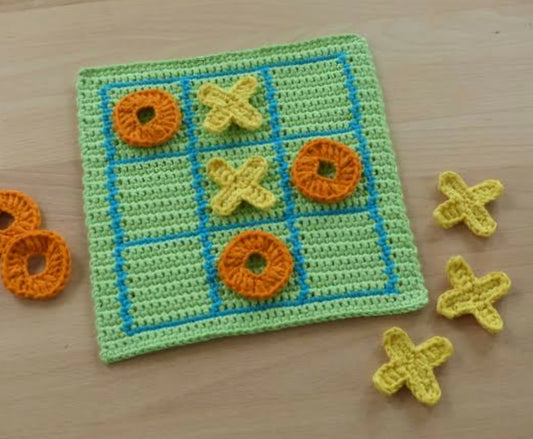 Crochet tic tac toe board game