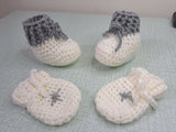 Crochet baby booties and mittens set